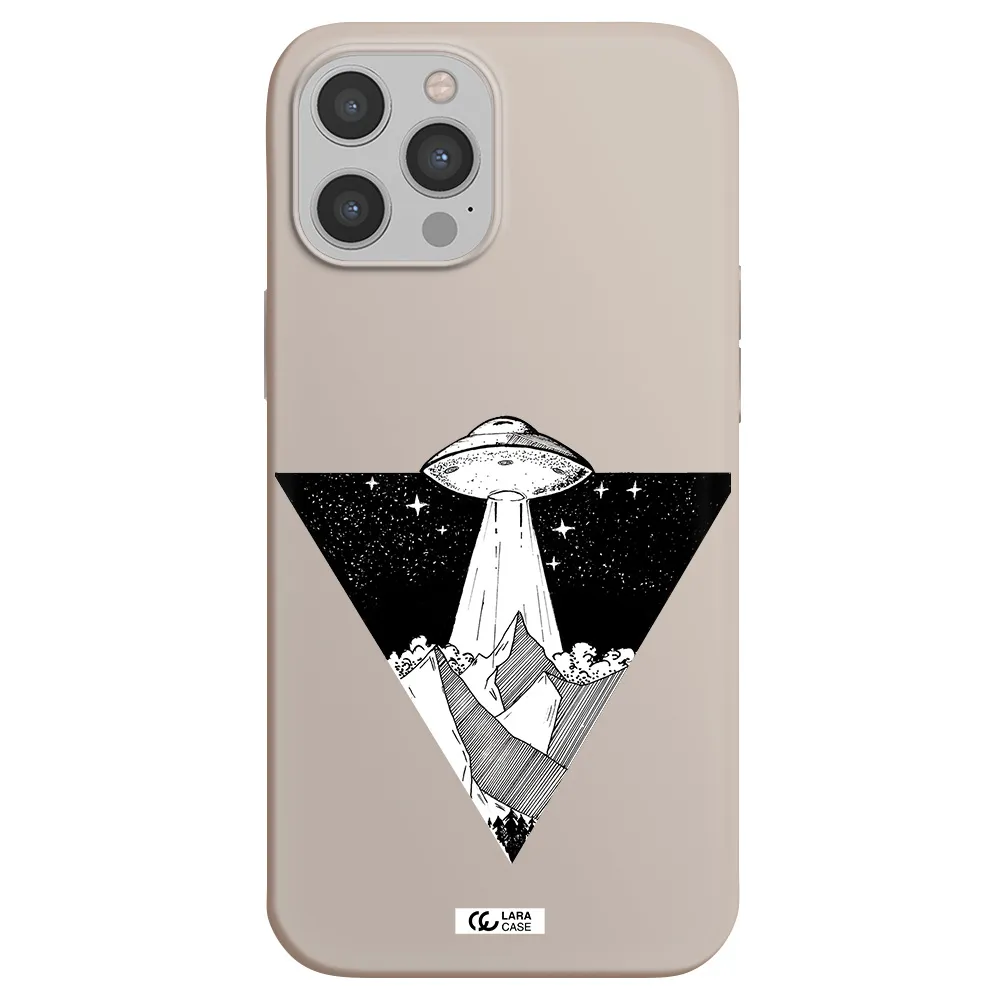 a triangle with a ufo in the sky Apple iPhone 12 pro max Silicone Stone Case