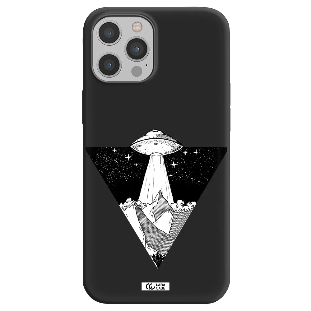 a triangle with a ufo in the sky Apple iPhone 12 pro Silicone black Case