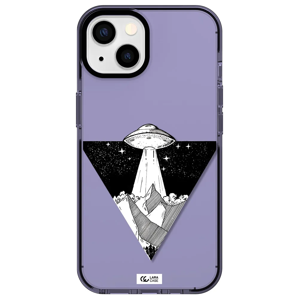 a triangle with a ufo in the sky Apple iPhone 13 impact Lilac Case