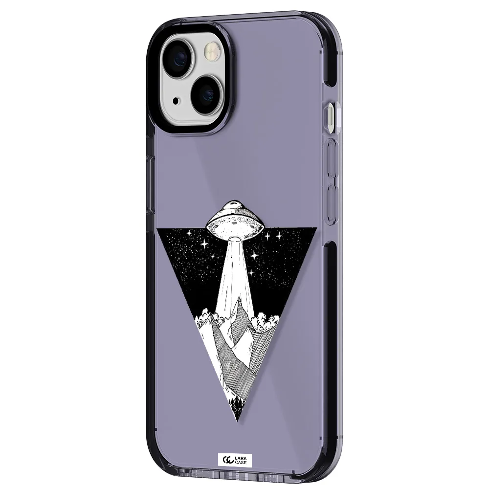a triangle with a ufo in the sky Apple iPhone 13 impact Lilac Case