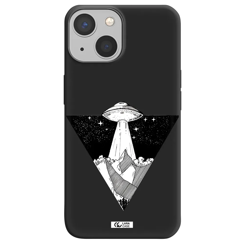 a triangle with a ufo in the sky Apple iPhone 13 mini Silicone black Case