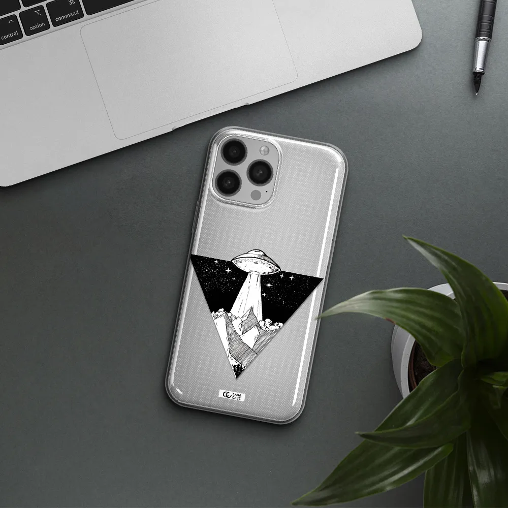 a triangle with a ufo in the sky Apple iPhone 13 Pro Clear TPU Case