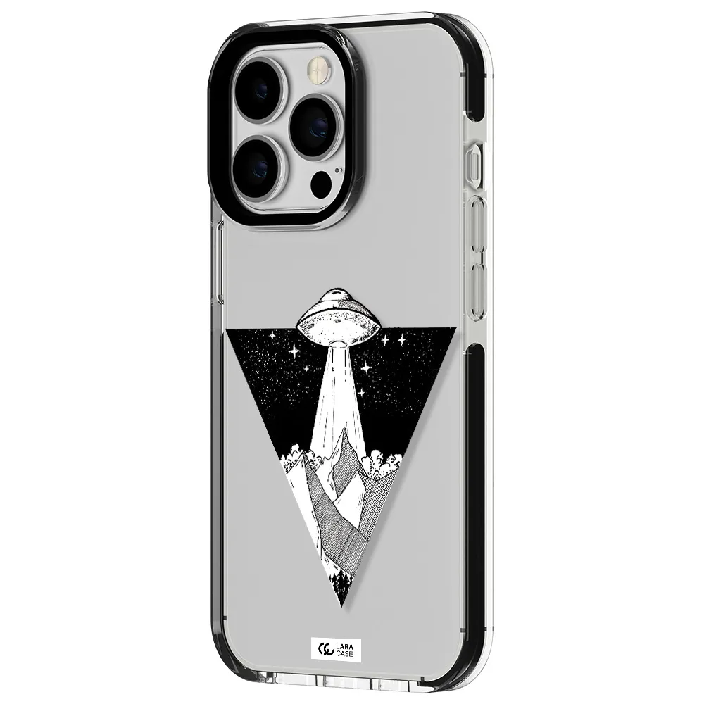 a triangle with a ufo in the sky Apple iPhone 13 Pro impact black border Case