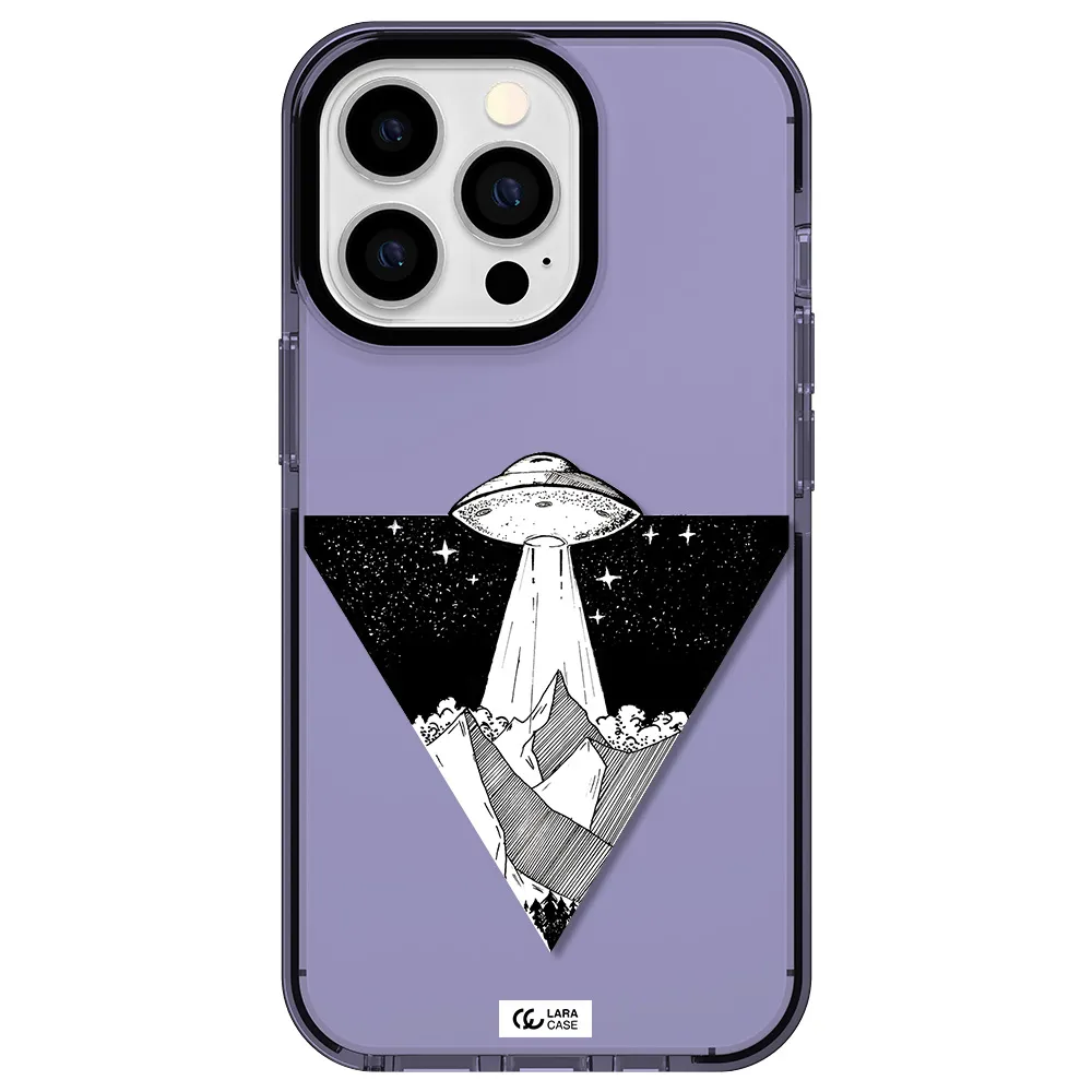 a triangle with a ufo in the sky Apple iPhone 13 Pro impact Lilac Case