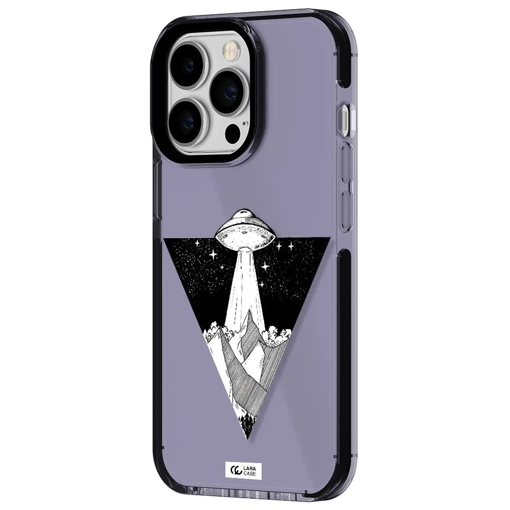 a triangle with a ufo in the sky Apple iPhone 13 Pro impact Lilac Case