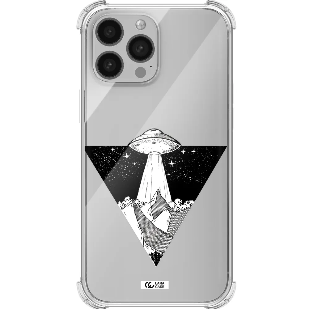 a triangle with a ufo in the sky Apple iPhone 13 Pro Max Clear PC Case