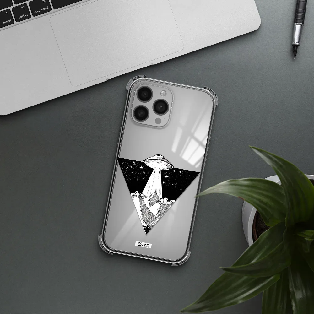a triangle with a ufo in the sky Apple iPhone 13 Pro Max Clear PC Case