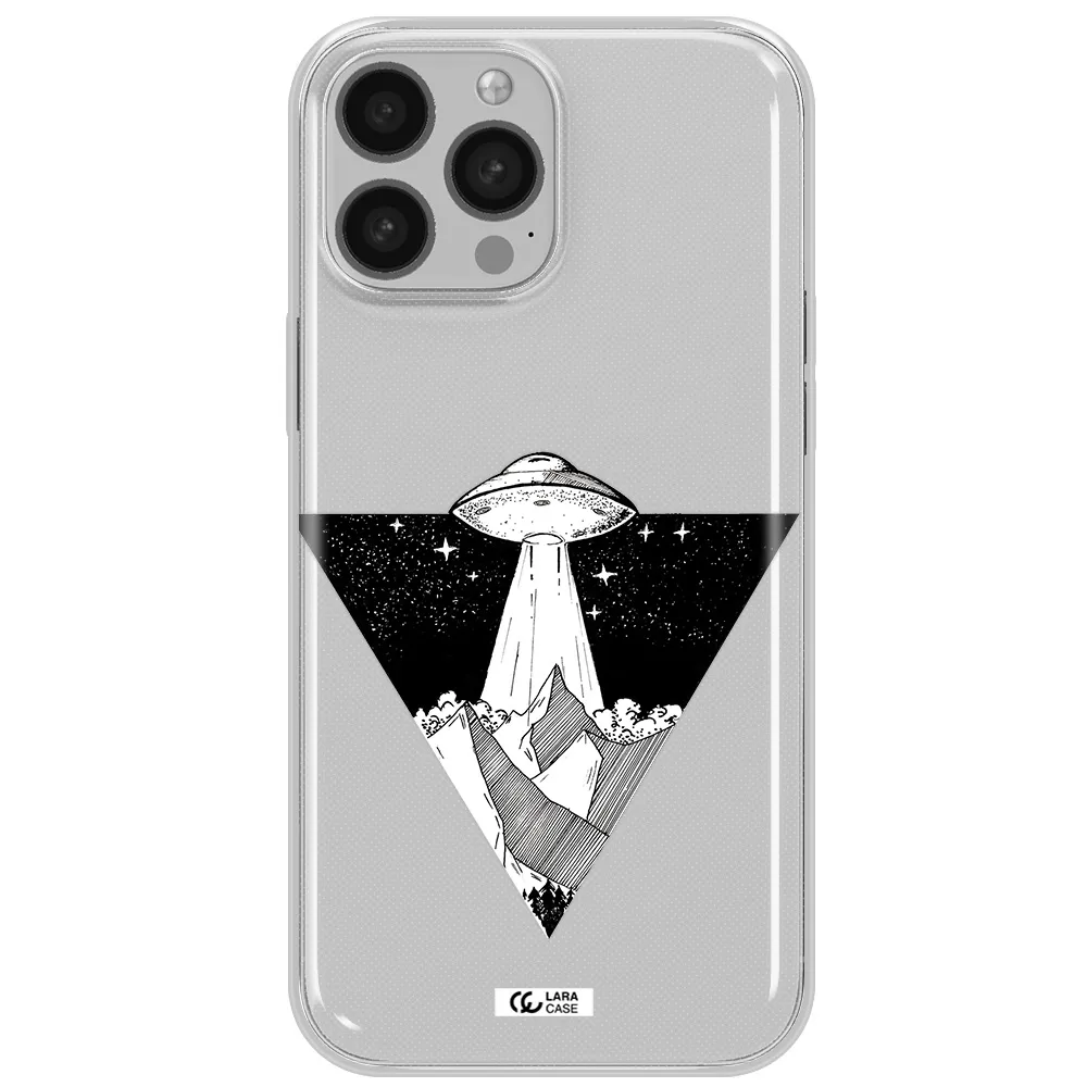 a triangle with a ufo in the sky Apple iPhone 13 Pro Max Clear TPU Case