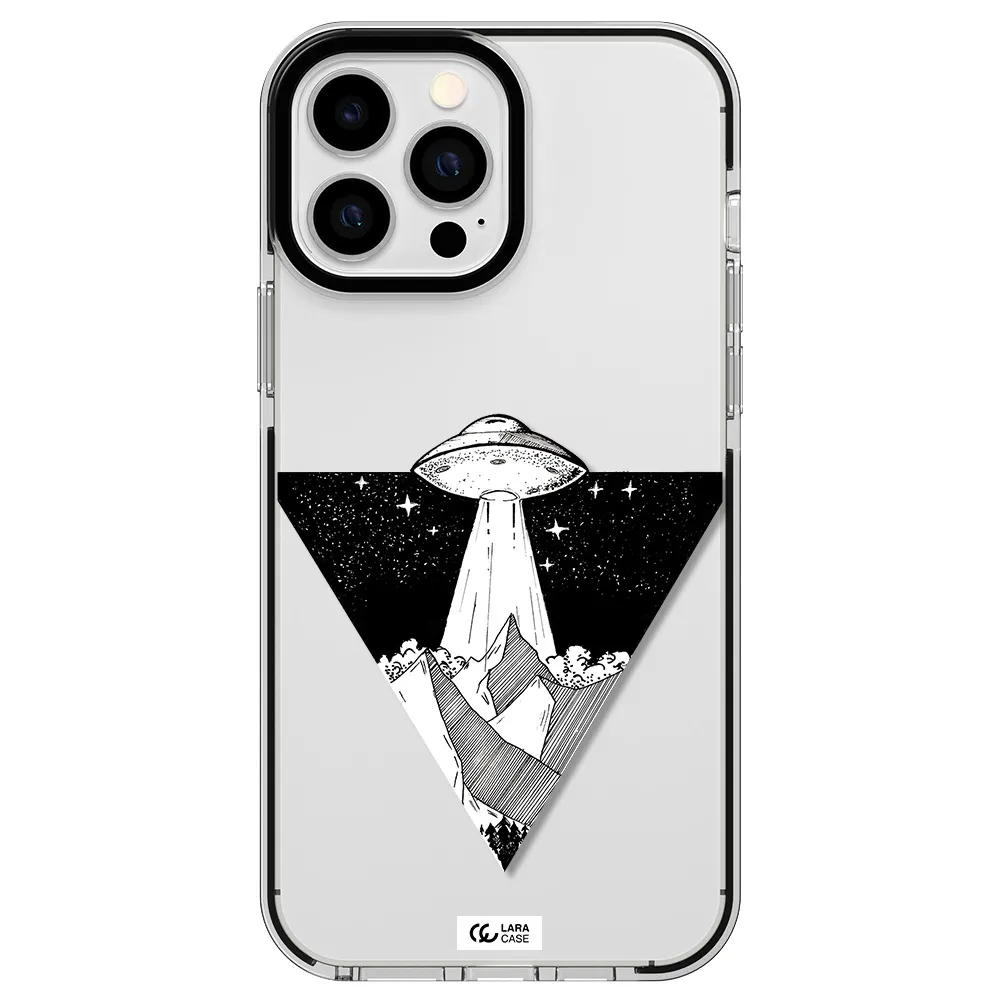 a triangle with a ufo in the sky Apple iPhone 13 Pro Max impact black border Case