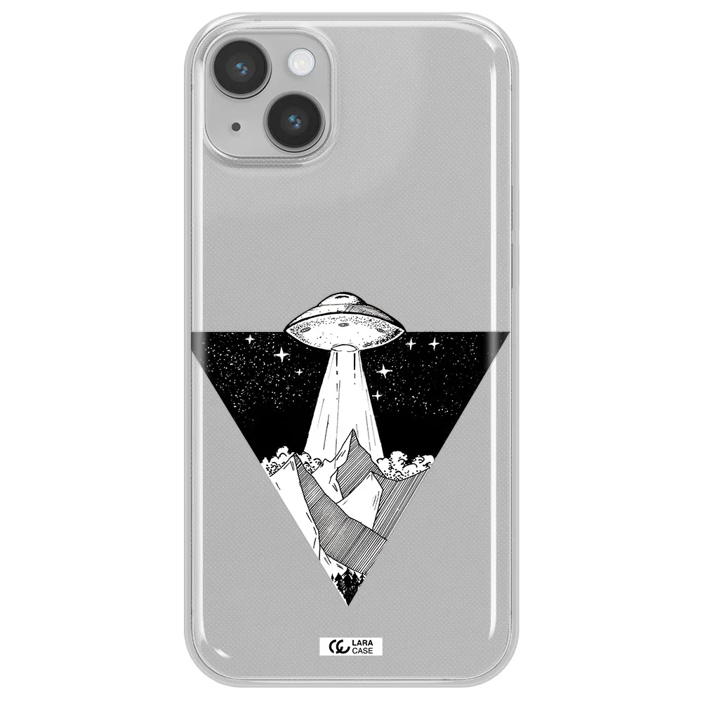 a triangle with a ufo in the sky Apple iPhone 14 Clear TPU Case