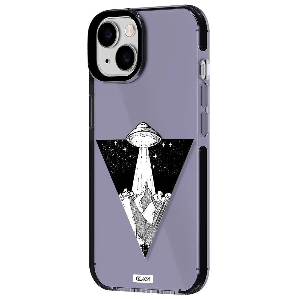 a triangle with a ufo in the sky Apple iPhone 14 impact Lilac Case