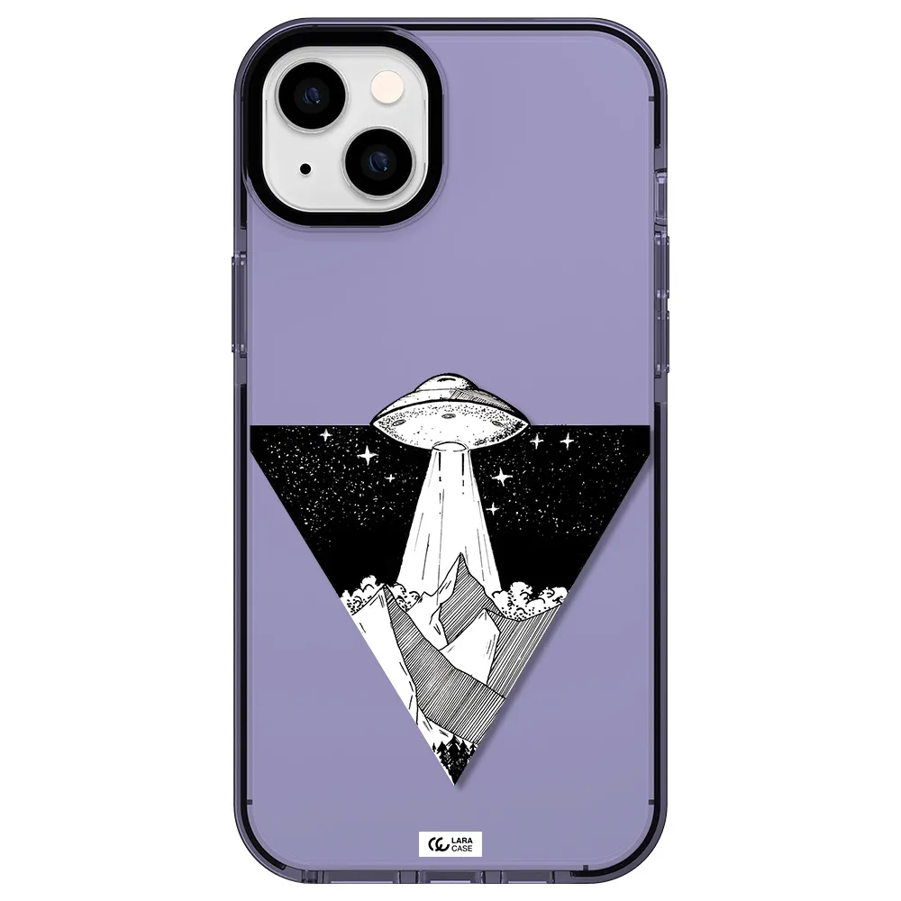 a triangle with a ufo in the sky Apple iPhone 14 plus impact Lilac Case