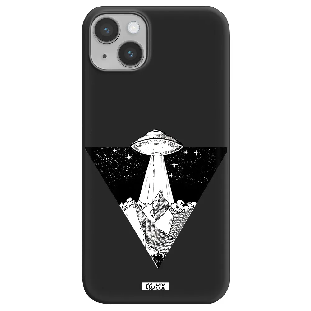 a triangle with a ufo in the sky Apple iPhone 14 plus Silicone black Case