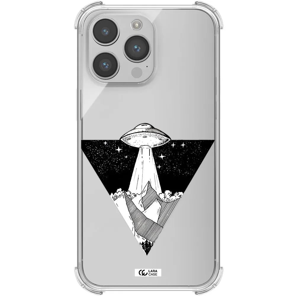 a triangle with a ufo in the sky Apple iPhone 14 pro Clear PC Case