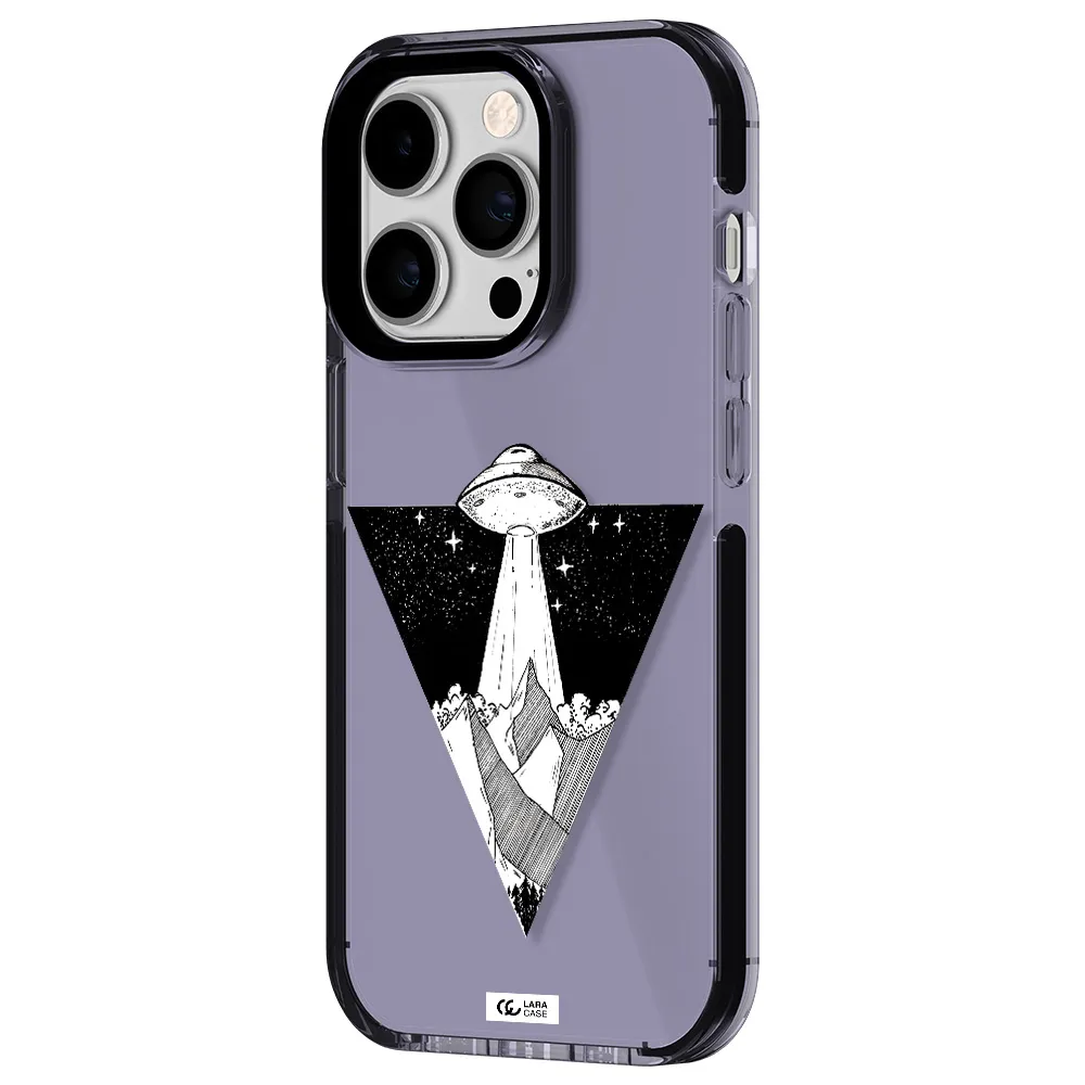 a triangle with a ufo in the sky Apple iPhone 14 pro impact Lilac Case