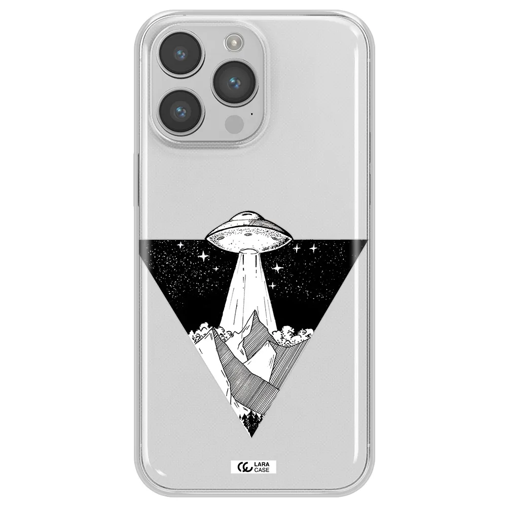 a triangle with a ufo in the sky Apple iPhone 14 pro max Clear TPU Case