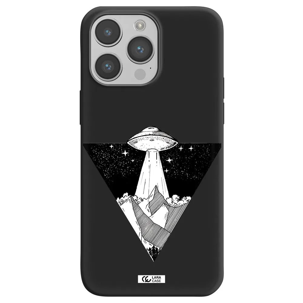 a triangle with a ufo in the sky Apple iPhone 14 pro max Silicone black Case