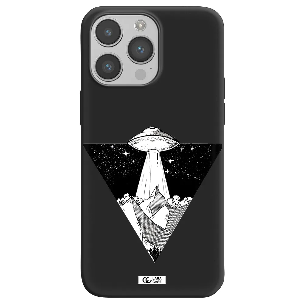a triangle with a ufo in the sky Apple iPhone 14 pro Silicone black Case