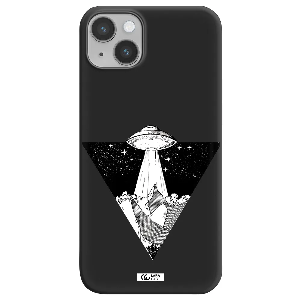 a triangle with a ufo in the sky Apple iPhone 14 Silicone black Case