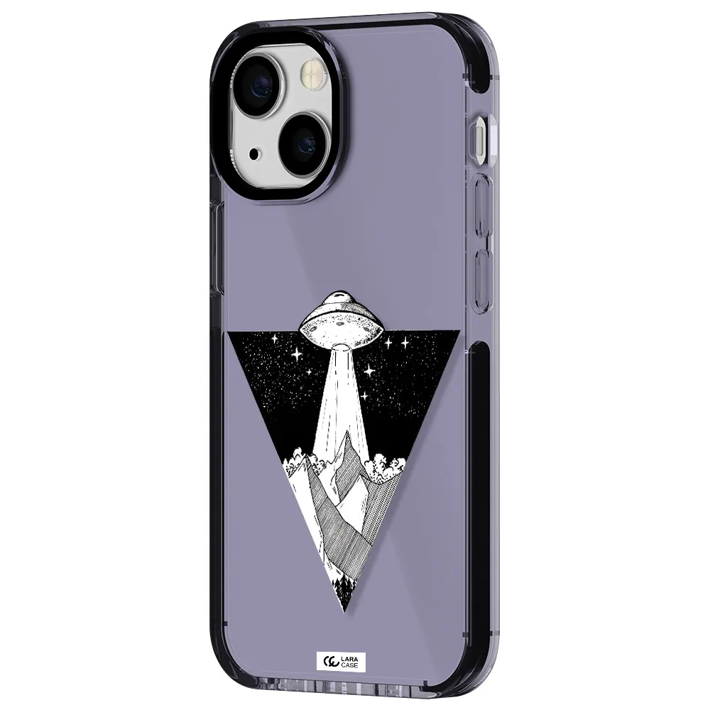 a triangle with a ufo in the sky Apple iPhone 15 impact Lilac Case