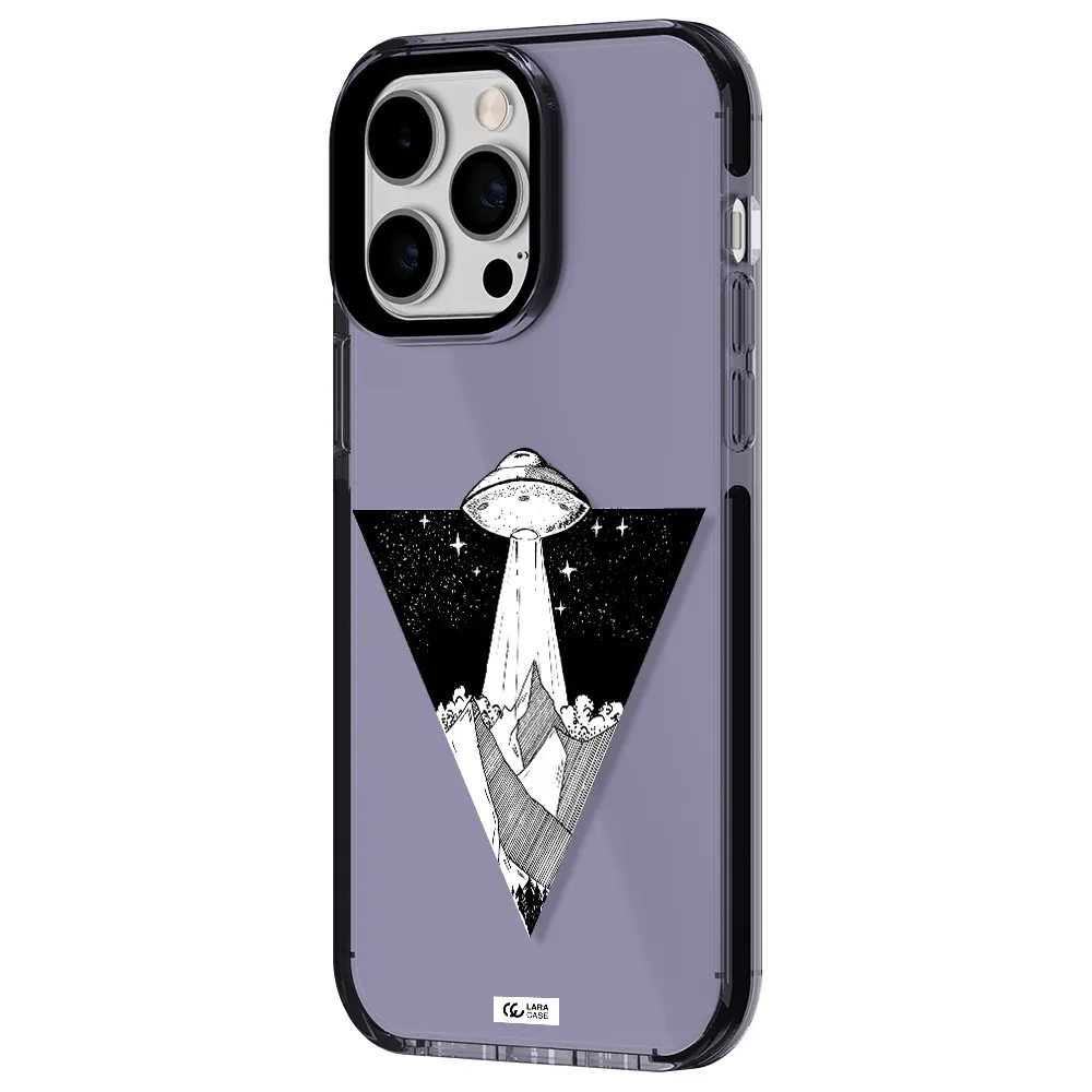 a triangle with a ufo in the sky Apple iPhone 15 Pro impact Lilac Case