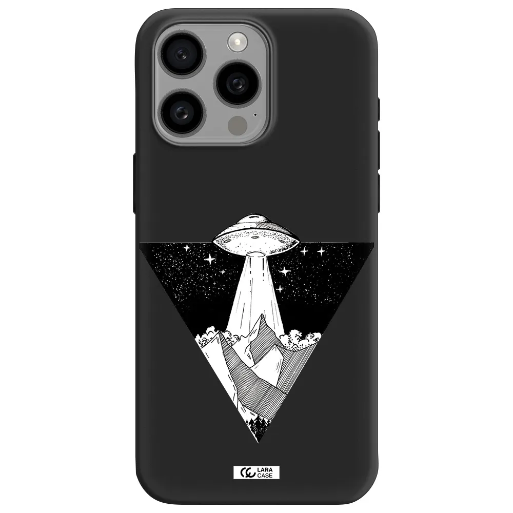 a triangle with a ufo in the sky Apple Iphone 15 Pro max Silicone black Case