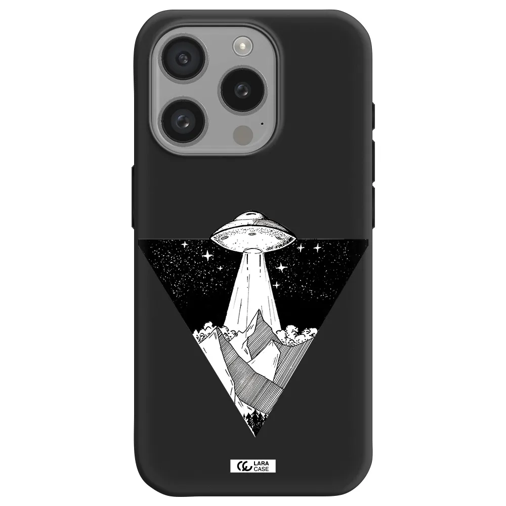 A Triangle With A Ufo In The Sky Apple Iphone 15 Pro Silicone Black Case