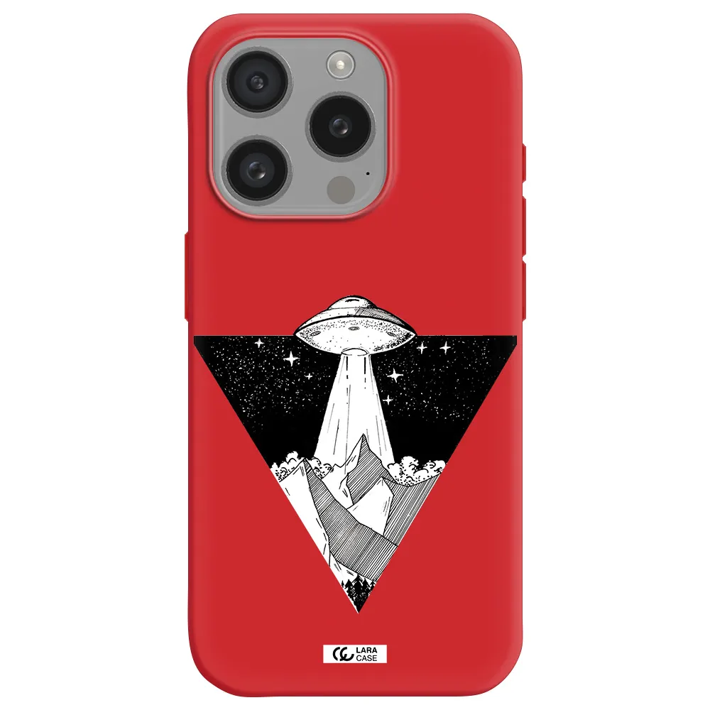 A Triangle With A Ufo In The Sky Apple Iphone 15 Pro Silicone Imperial Red Case