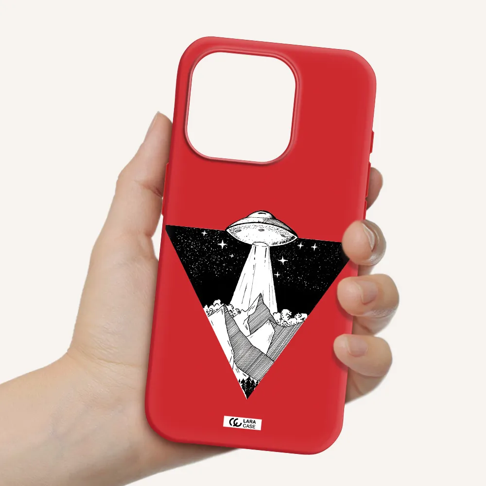 A Triangle With A Ufo In The Sky Apple Iphone 15 Pro Silicone Imperial Red Case