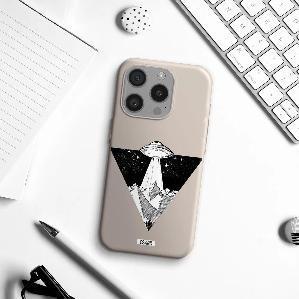 A Triangle With A Ufo In The Sky Apple Iphone 15 Pro Silicone Stone Case