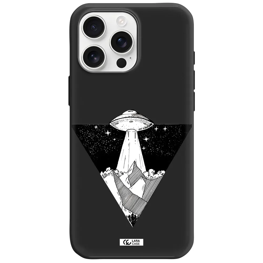 A Triangle With A Ufo In The Sky Apple Iphone 16 Pro Max Silicone Black Case