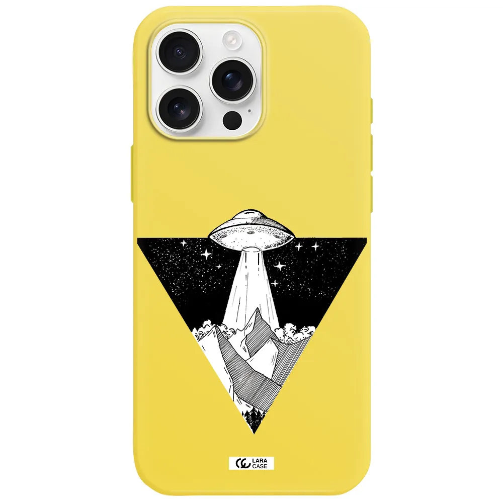 A Triangle With A Ufo In The Sky Apple Iphone 16 Pro Max Silicone Canary Yellow Case