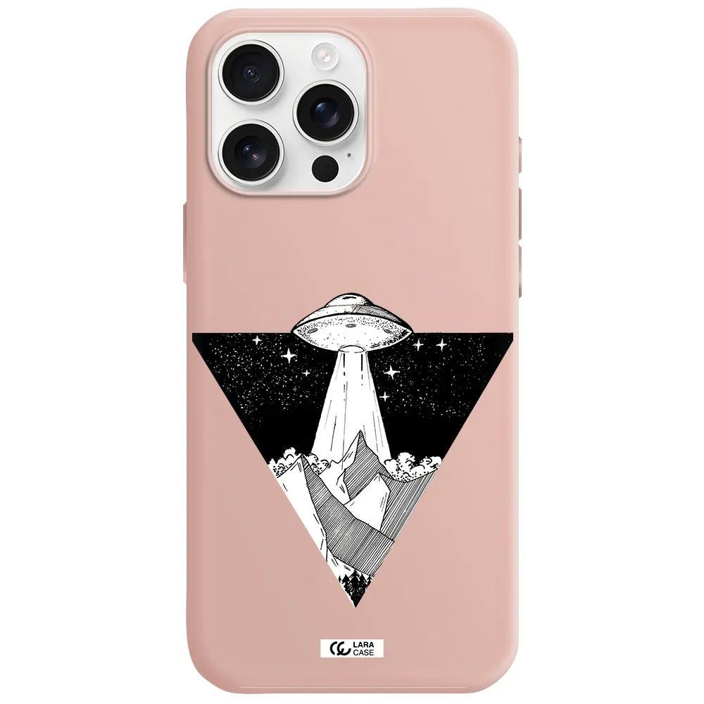 A Triangle With A Ufo In The Sky Apple Iphone 16 Pro Max Silicone Pastel Pink Case