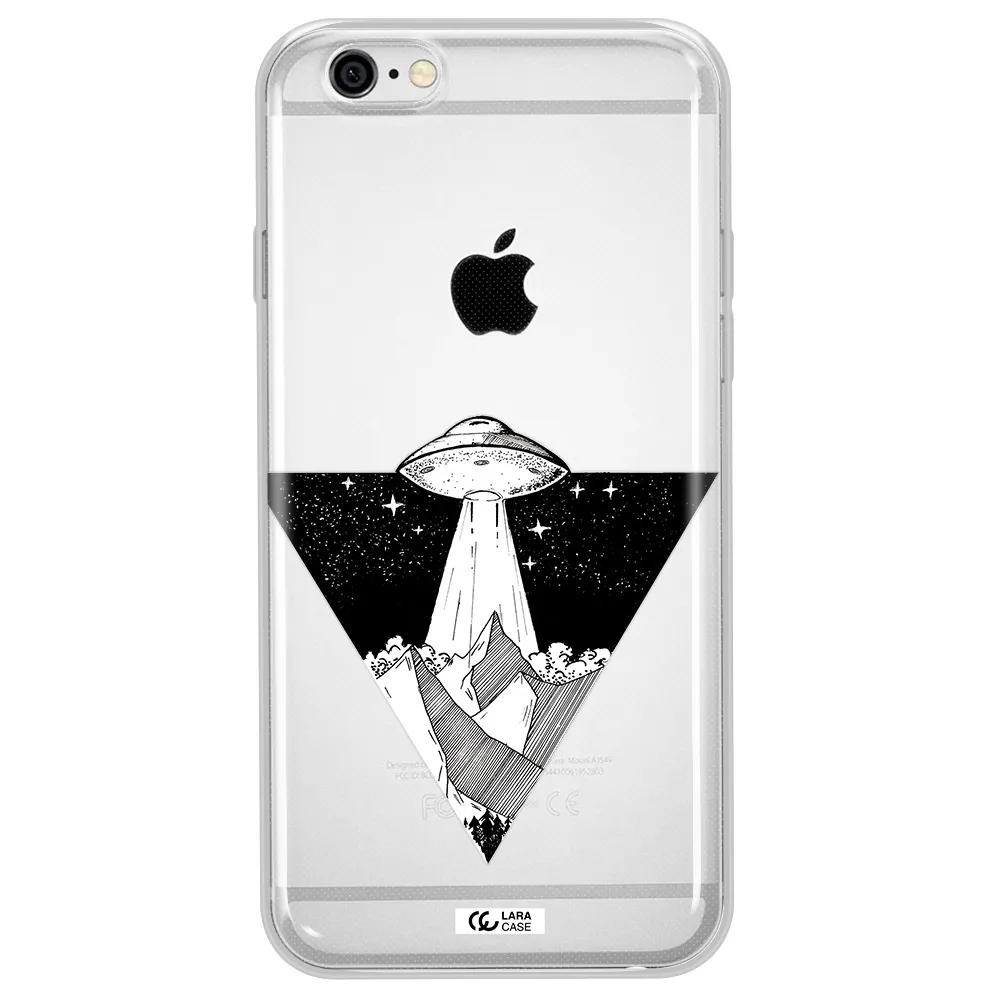 a triangle with a ufo in the sky Apple iPhone 6 Clear TPU Case