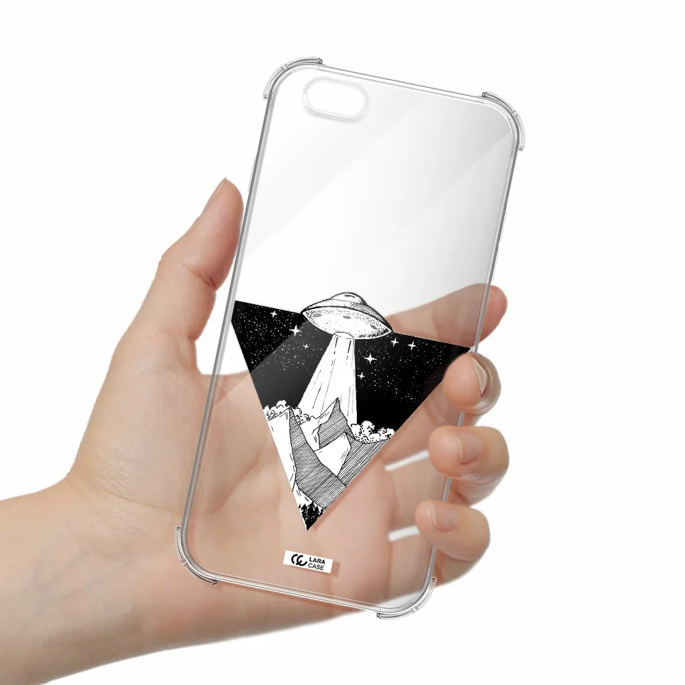 a triangle with a ufo in the sky Apple iPhone 6 plus Clear PC Case