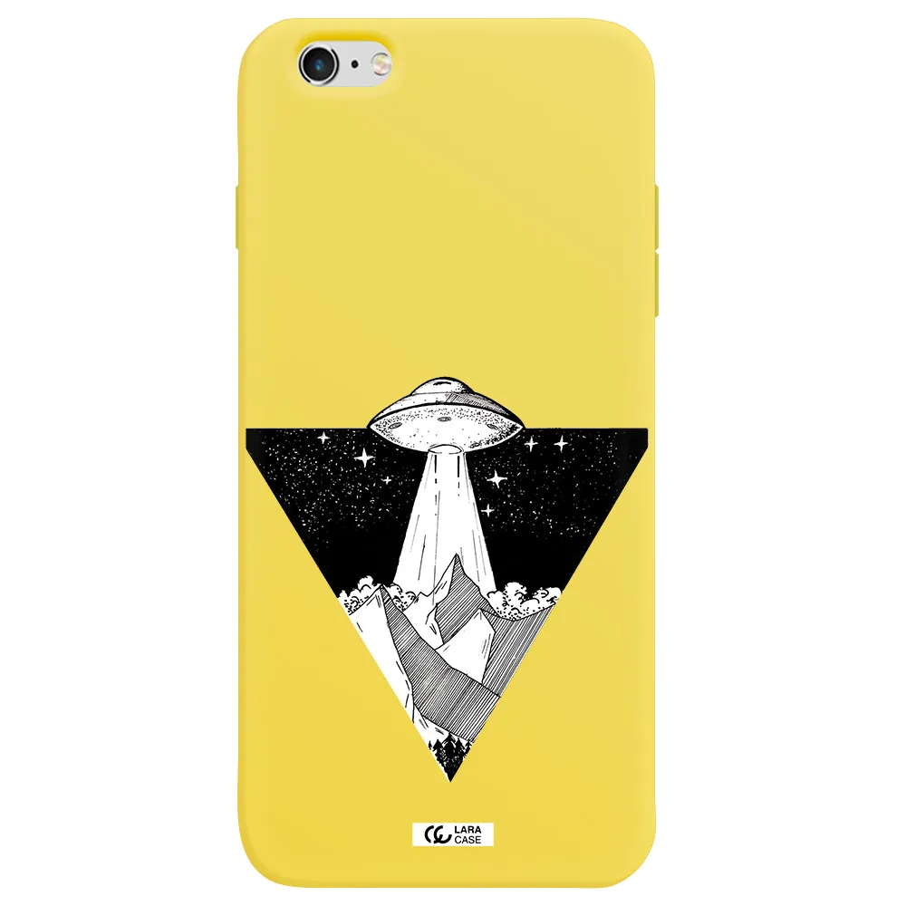 a triangle with a ufo in the sky Apple iPhone 6 plus Silicone canary yellow Case