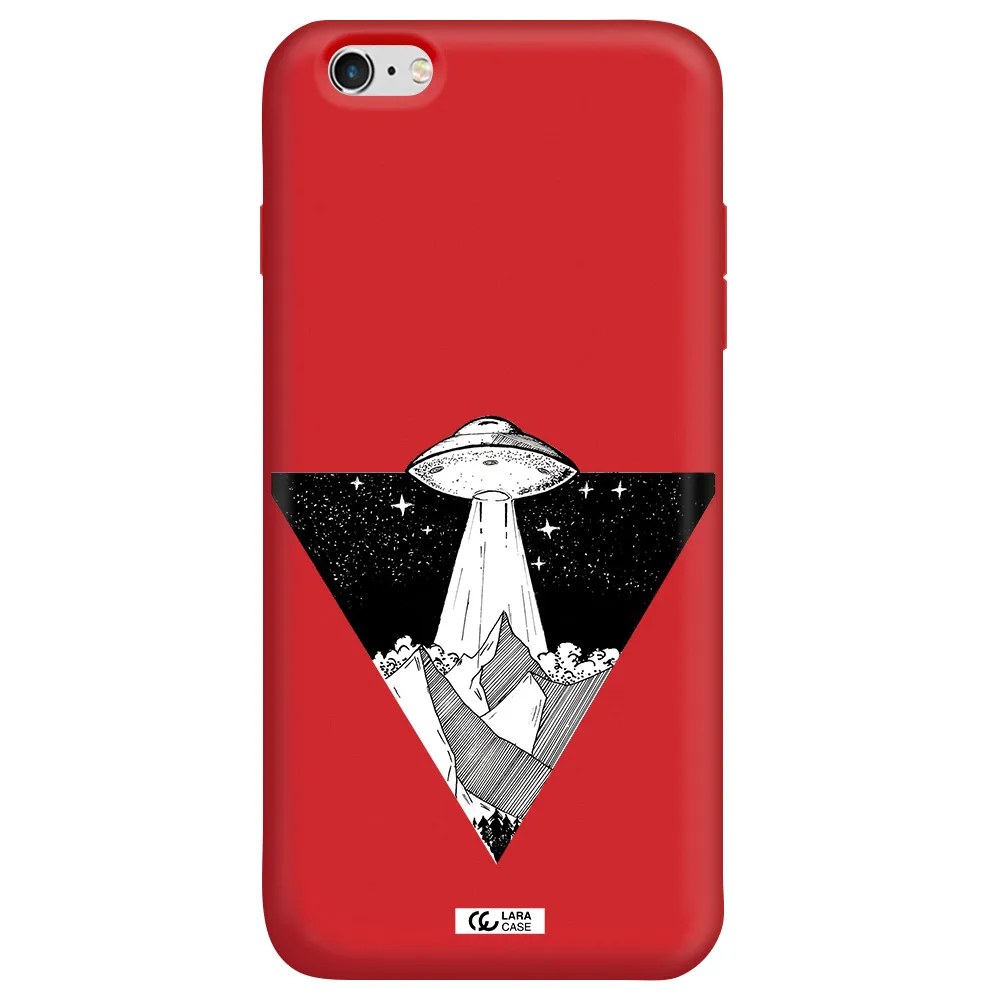 a triangle with a ufo in the sky Apple iPhone 6 plus Silicone Imperial Red Case