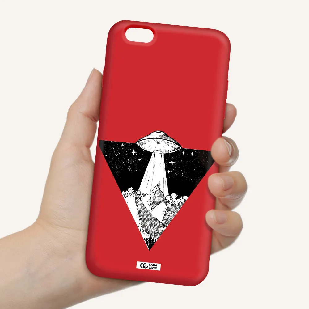 a triangle with a ufo in the sky Apple iPhone 6 plus Silicone Imperial Red Case