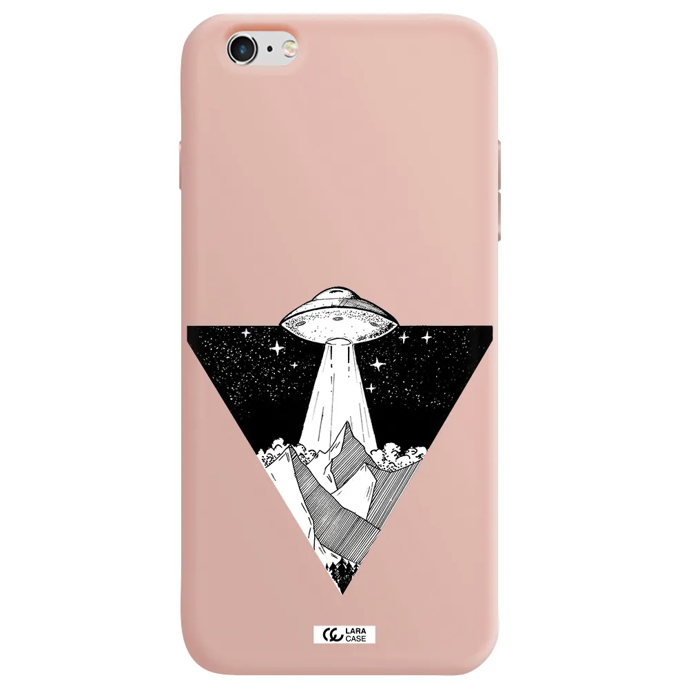 a triangle with a ufo in the sky Apple iPhone 6 plus Silicone pastel pink Case