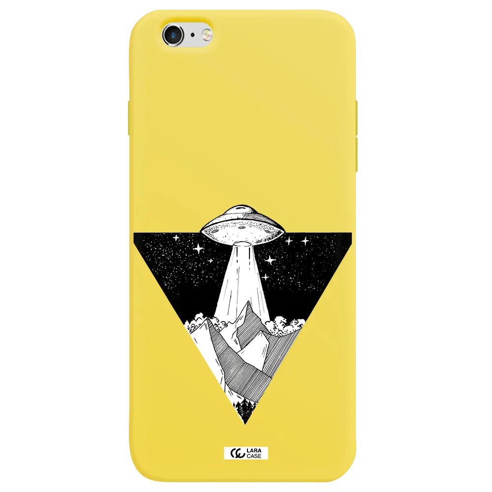 a triangle with a ufo in the sky Apple iPhone 6 s plus Silicone canary yellow Case
