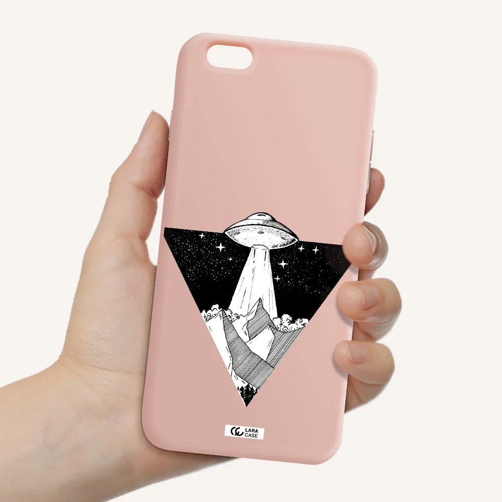 a triangle with a ufo in the sky Apple iPhone 6 s plus Silicone pastel pink Case