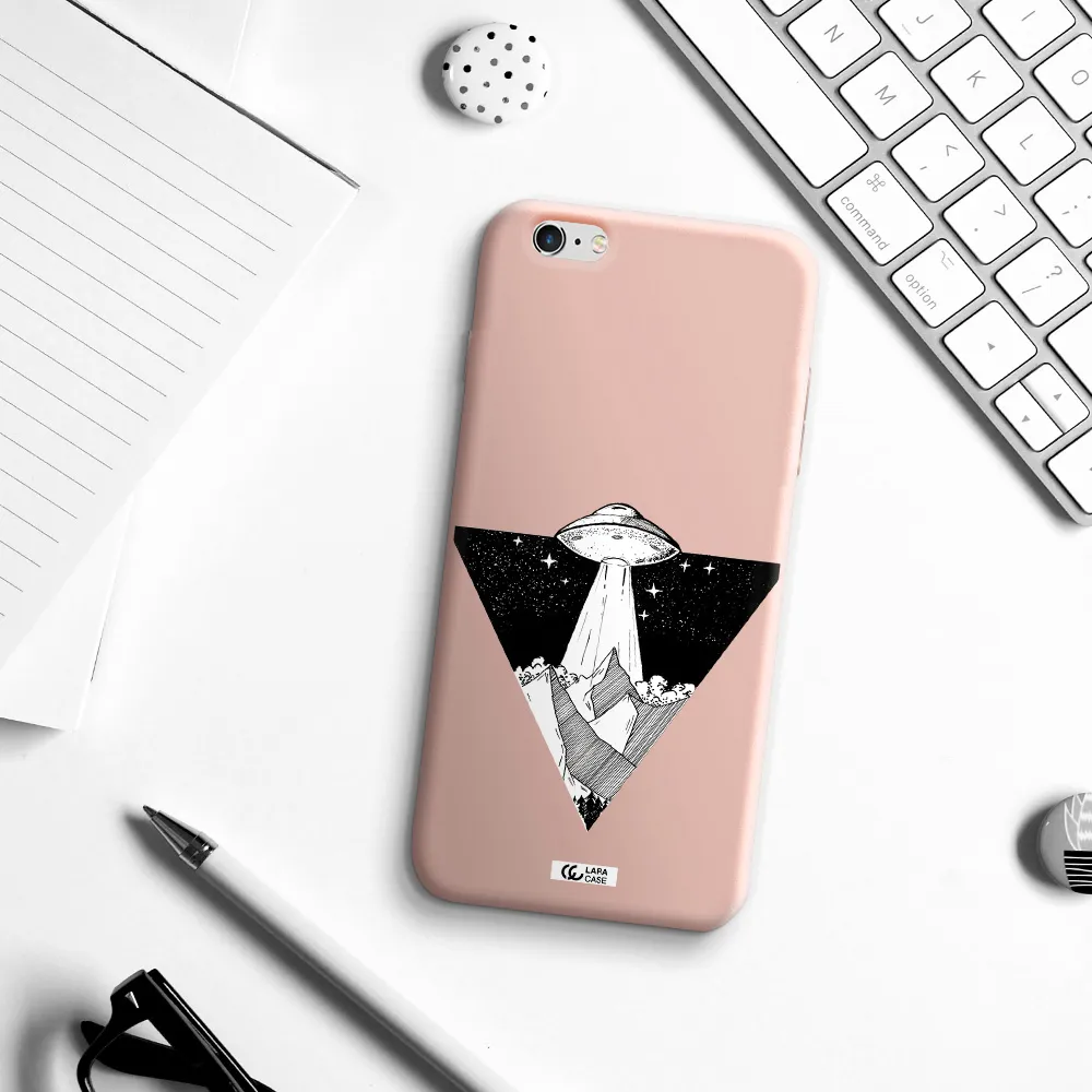 a triangle with a ufo in the sky Apple iPhone 6 s plus Silicone pastel pink Case