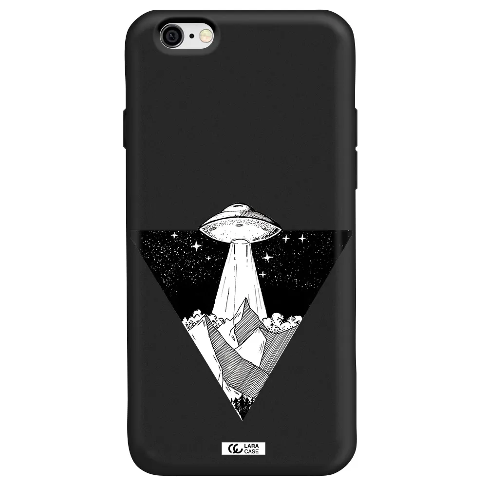 a triangle with a ufo in the sky Apple iPhone 6 Silicone black Case