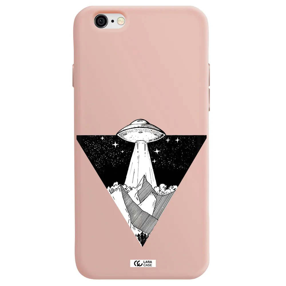 a triangle with a ufo in the sky Apple iPhone 6 Silicone pastel pink Case