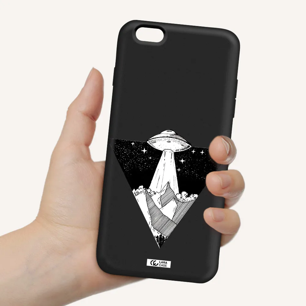 a triangle with a ufo in the sky Apple iPhone 6S Silicone black Case