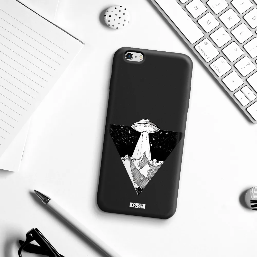 a triangle with a ufo in the sky Apple iPhone 6S Silicone black Case