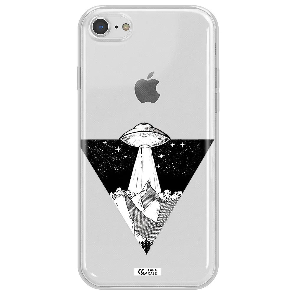 a triangle with a ufo in the sky Apple iPhone 7 Clear TPU Case