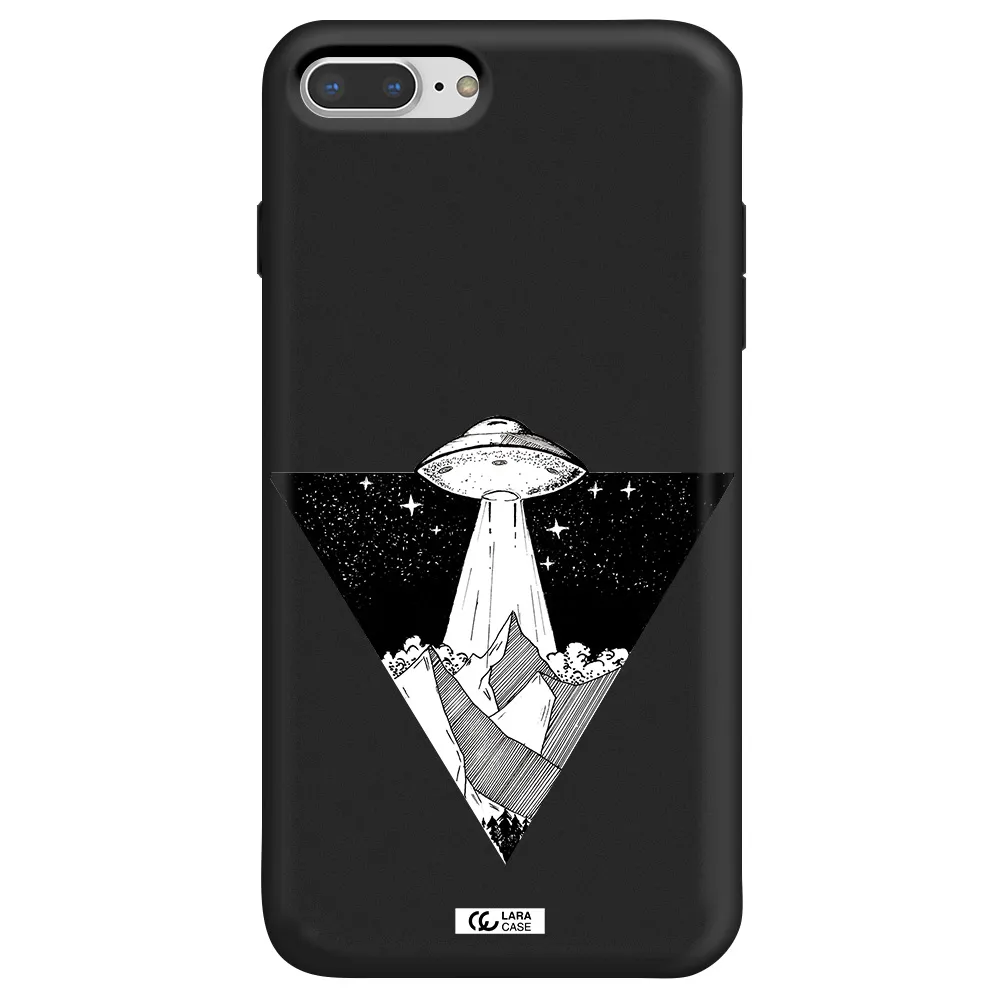 a triangle with a ufo in the sky Apple iPhone 7 plus Silicone black Case
