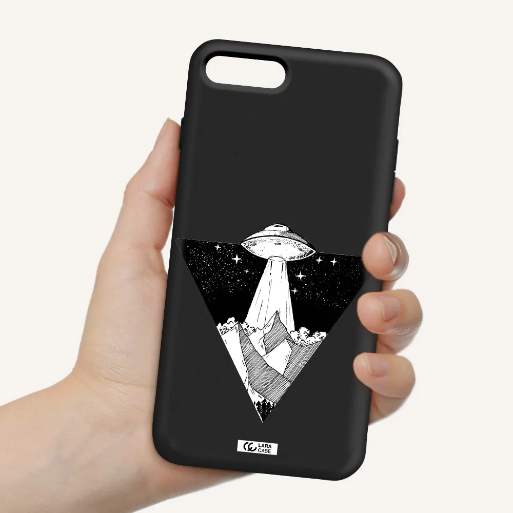 a triangle with a ufo in the sky Apple iPhone 7 plus Silicone black Case
