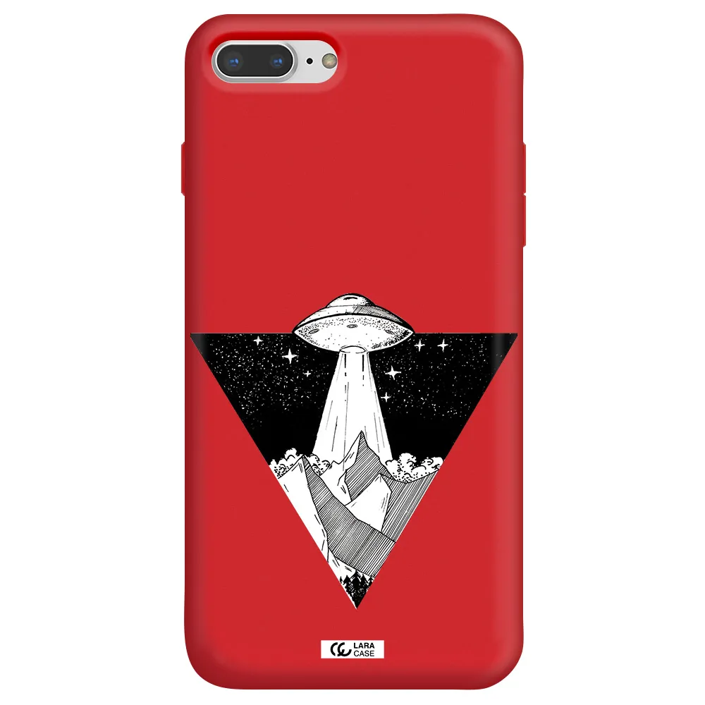 a triangle with a ufo in the sky Apple iPhone 7 plus Silicone Imperial Red Case